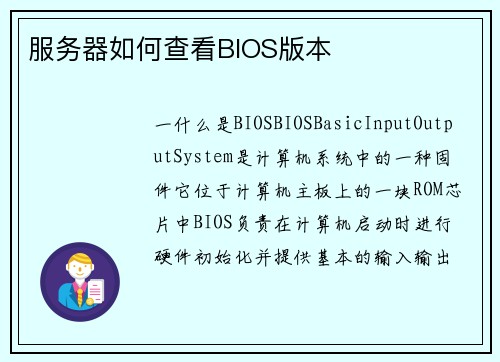 服务器如何查看BIOS版本